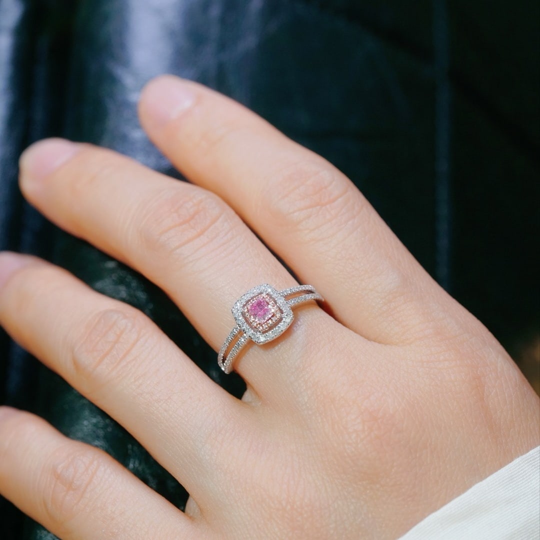 14k Gold 0.50 Ctw Natural Pink Diamond & Diamond Ring - 4