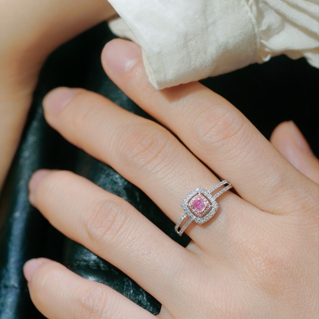 14k Gold 0.50 Ctw Natural Pink Diamond & Diamond Ring - 5