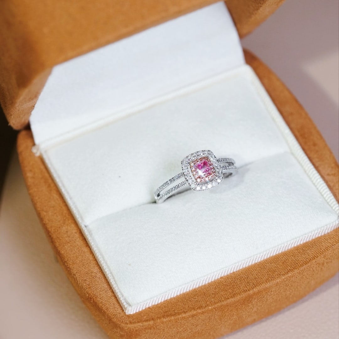 14k Gold 0.50 Ctw Natural Pink Diamond & Diamond Ring - 6