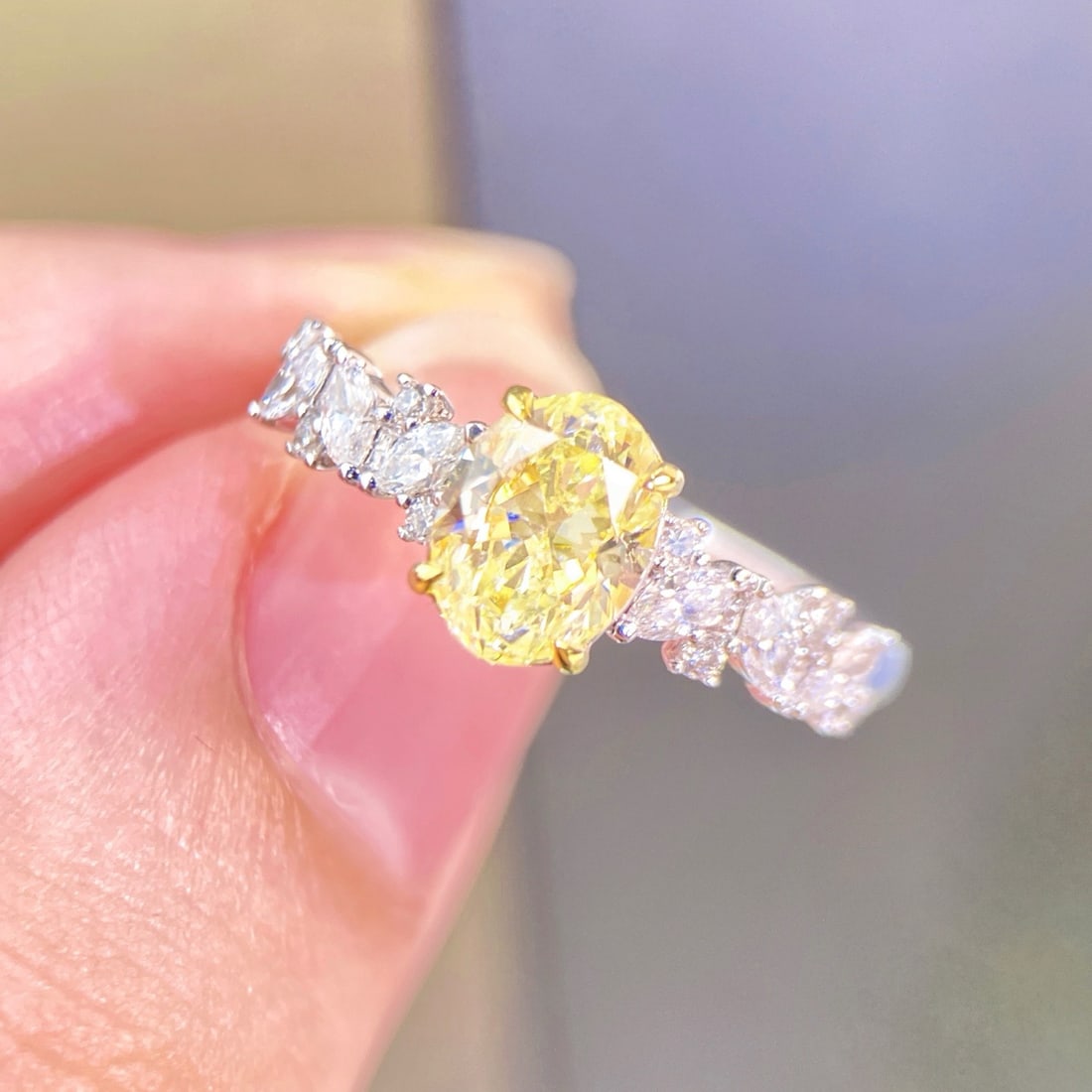 14k Gold 1.31 Ctw Natural Yellow Diamond & Diamond Ring - 2