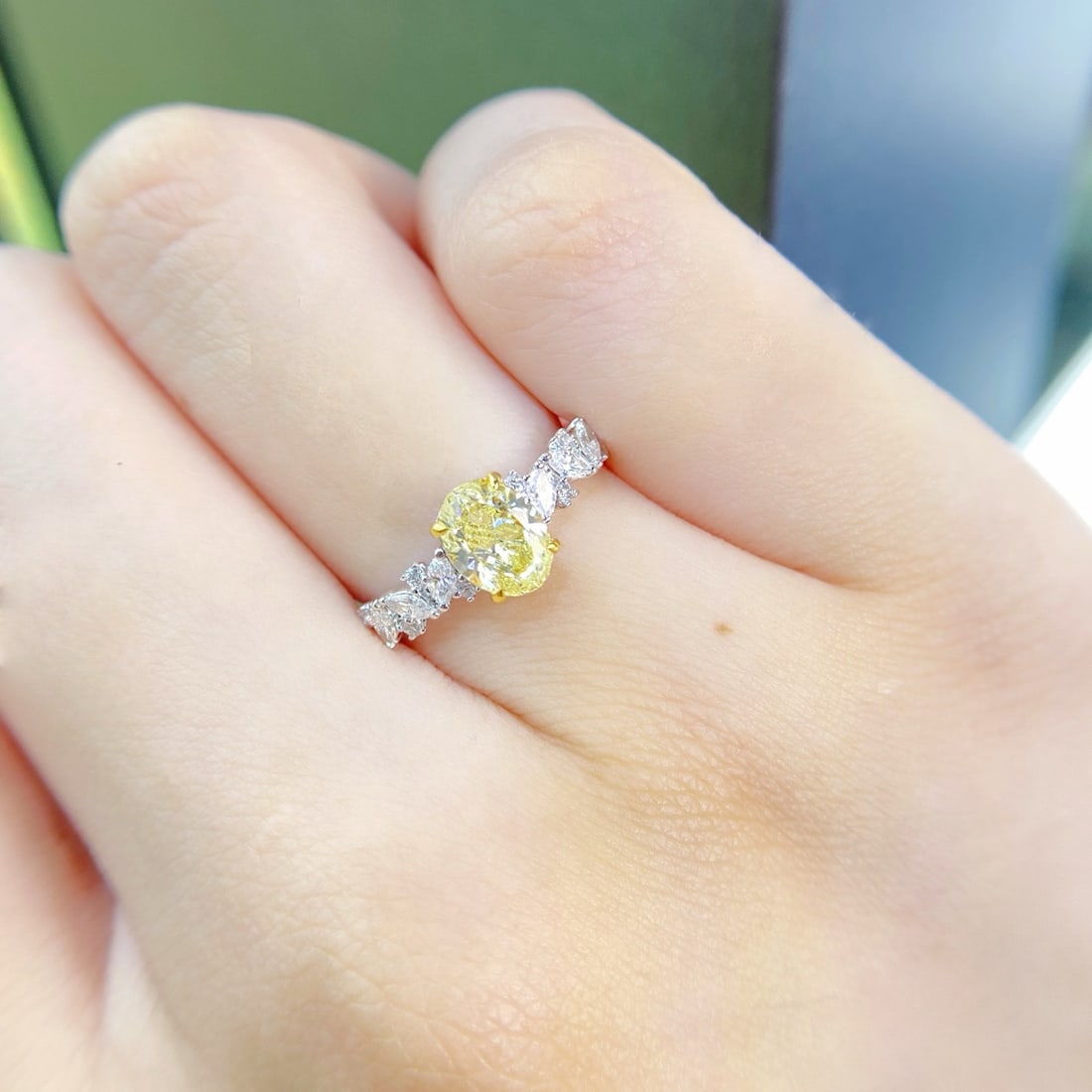 14k Gold 1.31 Ctw Natural Yellow Diamond & Diamond Ring - 4