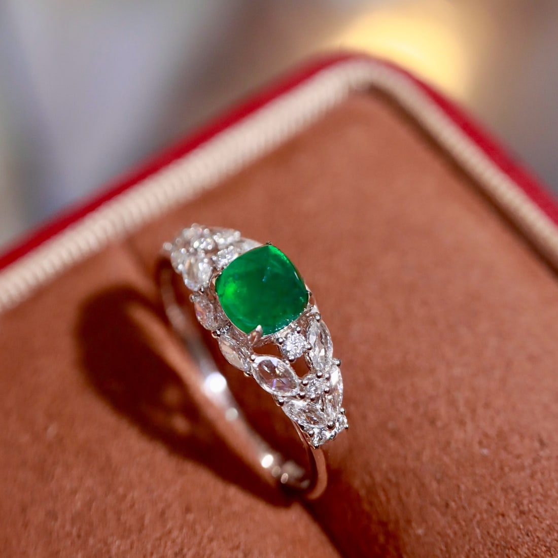 14k Gold 1.28 Ctw Natural Emerald & Diamond Ring - 2