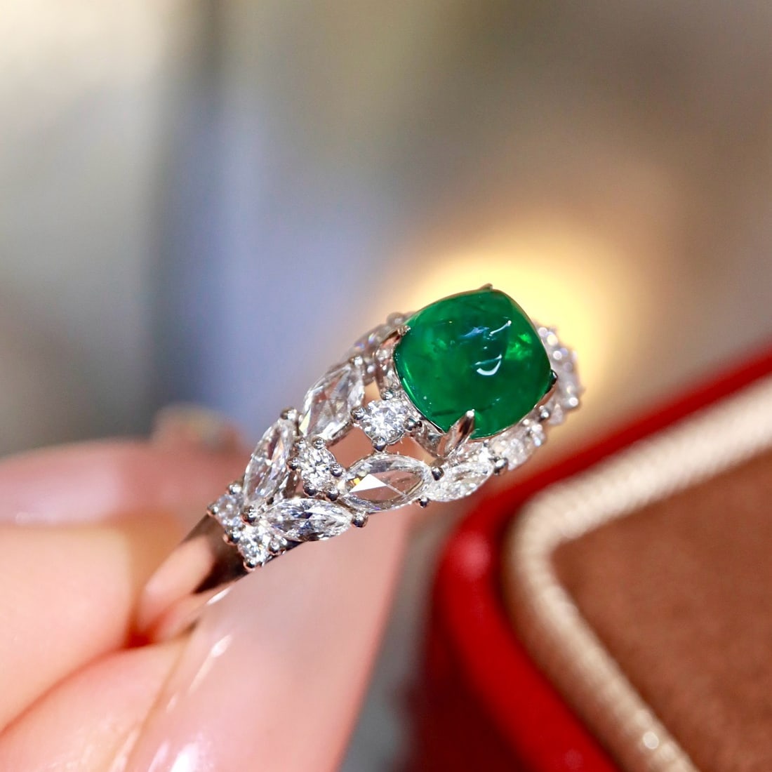 14k Gold 1.28 Ctw Natural Emerald & Diamond Ring - 7
