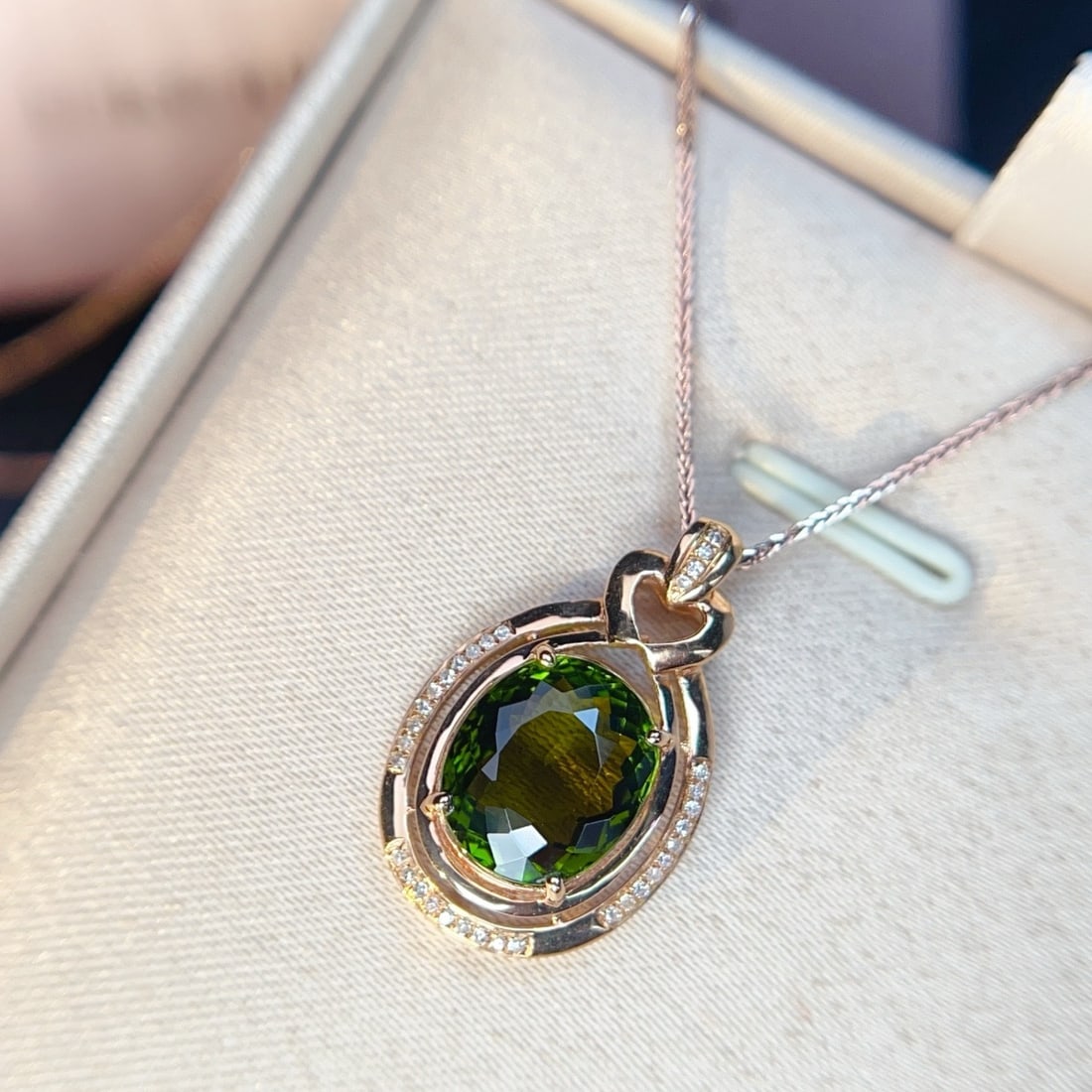 14k Gold 4.53 Ctw Natural Tourmaline & Diamond Pendant( Without Chain ) - 2