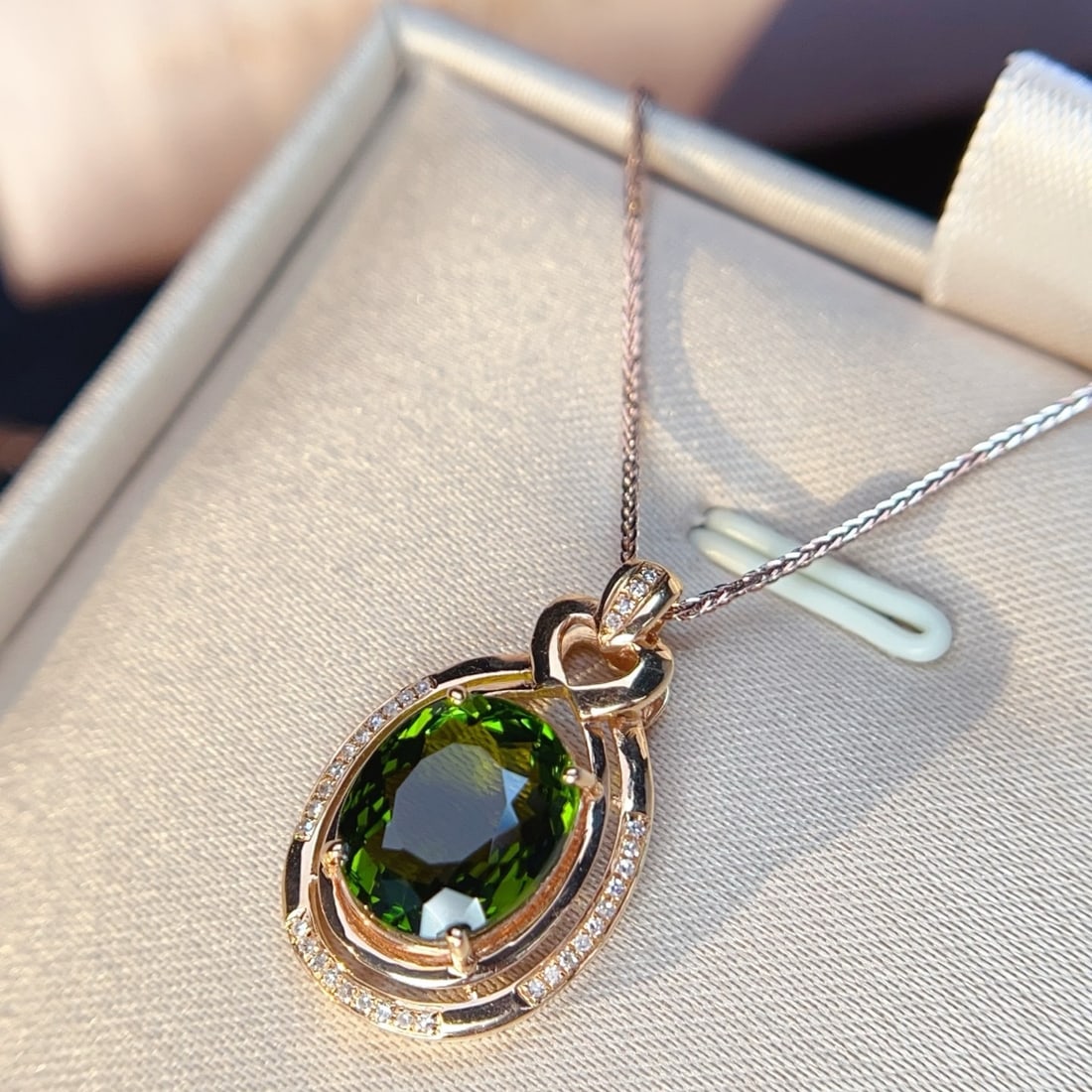 14k Gold 4.53 Ctw Natural Tourmaline & Diamond Pendant( Without Chain ) - 3