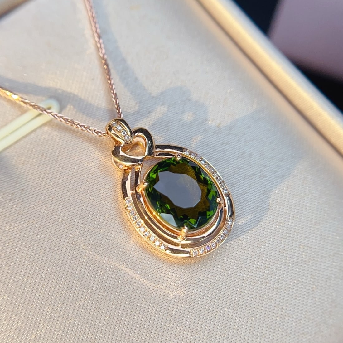 14k Gold 4.53 Ctw Natural Tourmaline & Diamond Pendant( Without Chain ) - 4