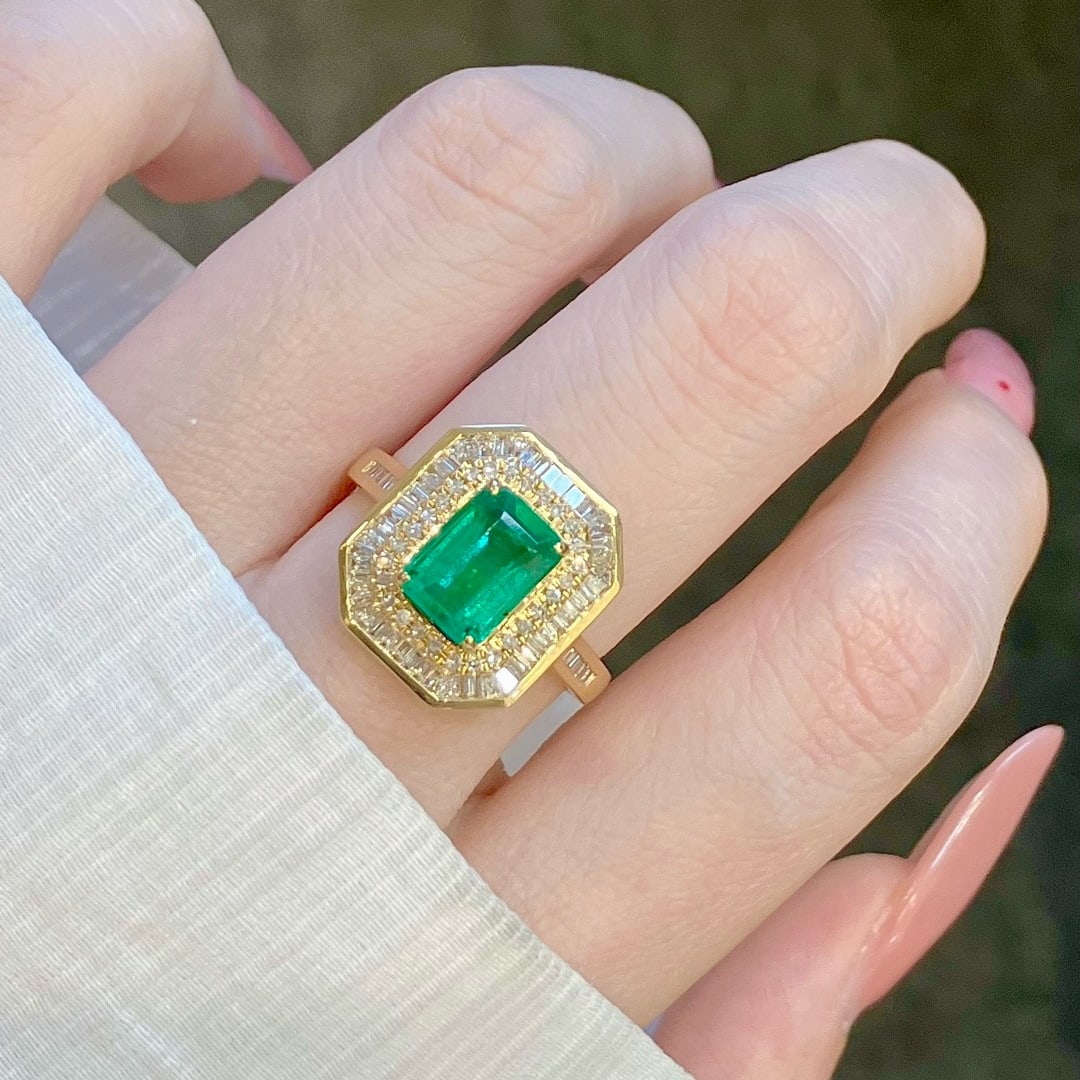 14k Gold 2.84 Ctw Natural Emerald & Diamond Ring - 7