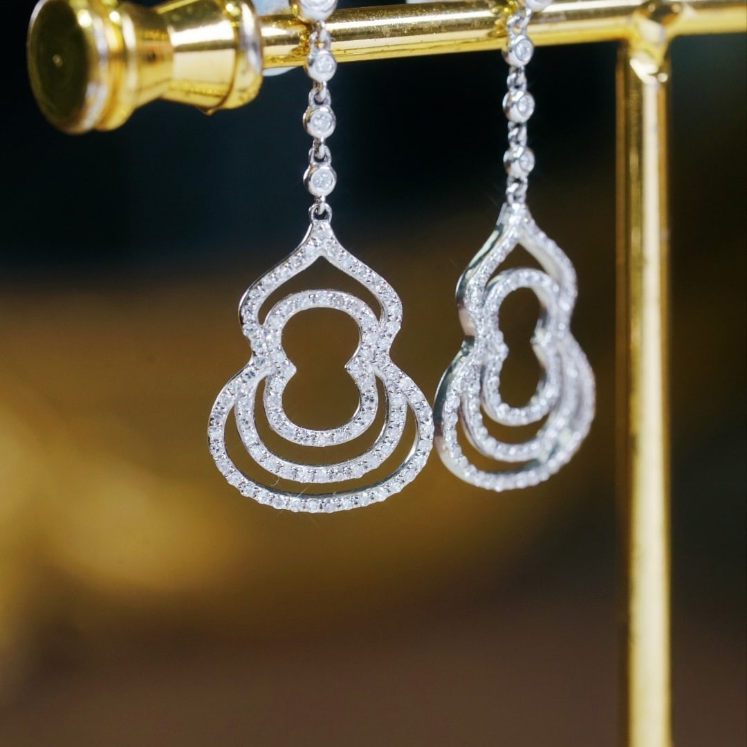 14k Gold 0.60 Ct Natural H Diamond Earrings - 2