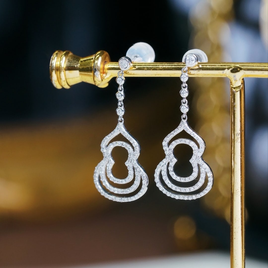 14k Gold 0.60 Ct Natural H Diamond Earrings - 6