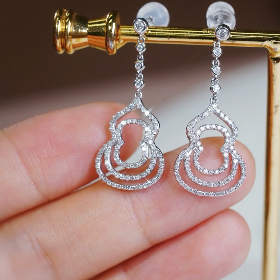 14k Gold 0.60 Ct Natural H Diamond Earrings - 7