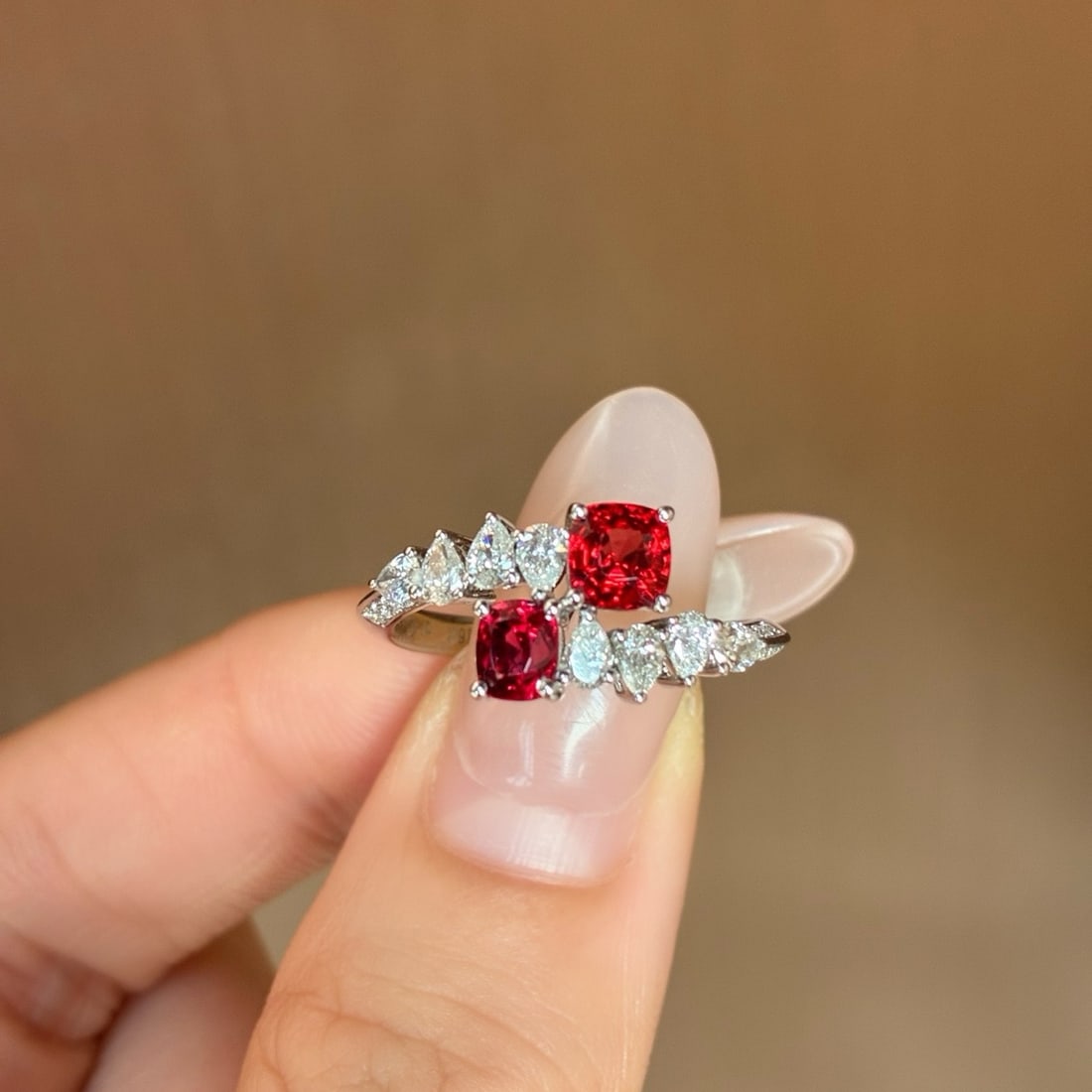 14k Gold 1.73 Ctw Natural Spinel & Diamond Ring: Ref:231174397 // gold content:14k gold // ring size:7. 25us // // main gemstone:spinel // shape:cushion // carat weight:1. 16ct // color:red // treatment:natural // // adjacent gemstone 2 : diamond