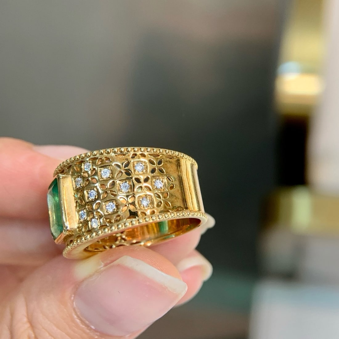 14k Gold 1.76 Ctw Natural Emerald & Diamond Ring - 4