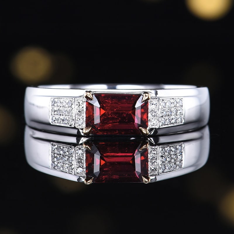 14k Gold 1.19 Ctw Natural Ruby & Diamond Ring: Ref:231174432 // gold content:14k gold // ring size:7. 25us // // main gemstone:ruby // shape:octagonal // carat weight:1. 12ct // color:red // treatment:natural // // adjacent gemstone 2 : diamond