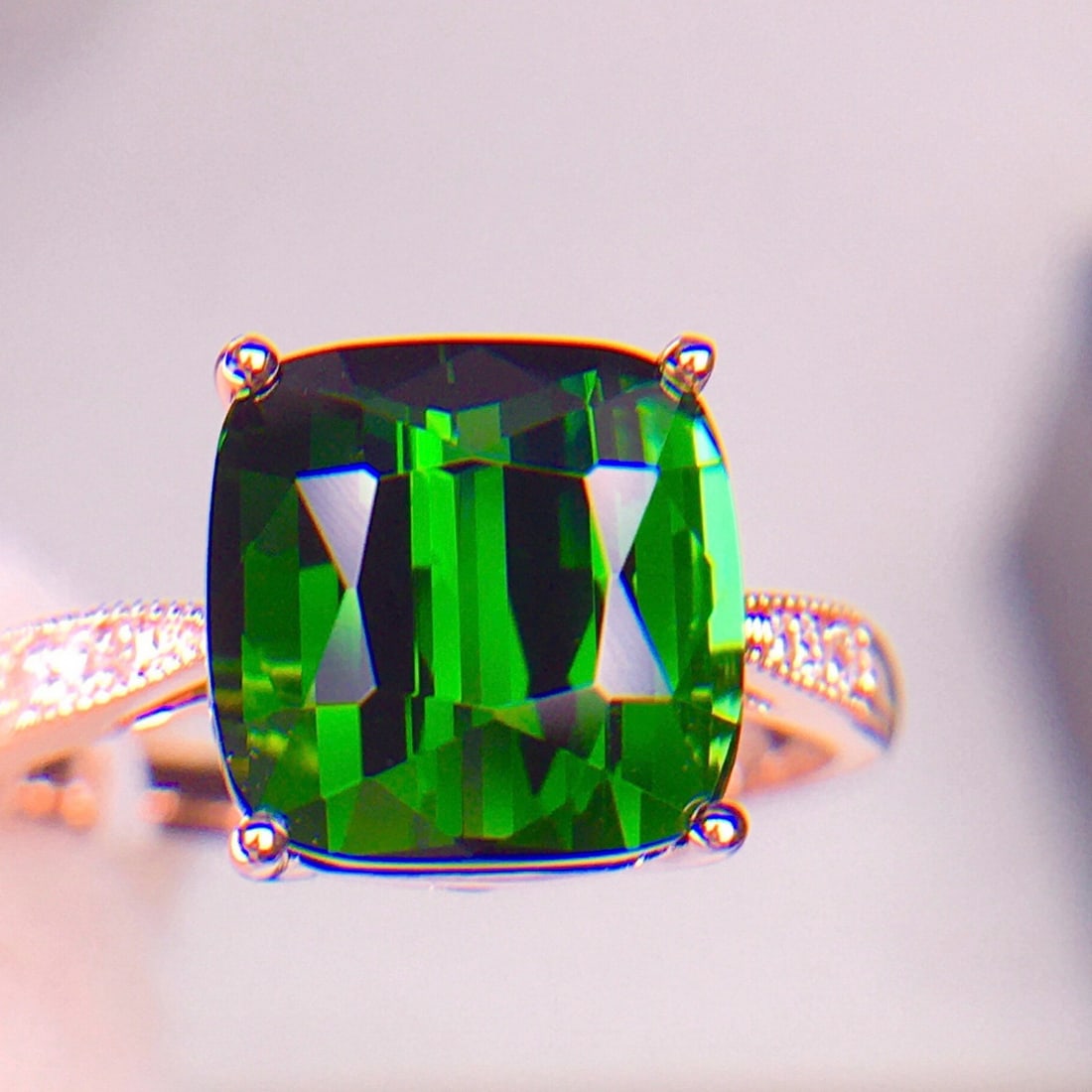 14k Gold 4.5 Ct Natural Tourmaline & Diamond Ring - 3