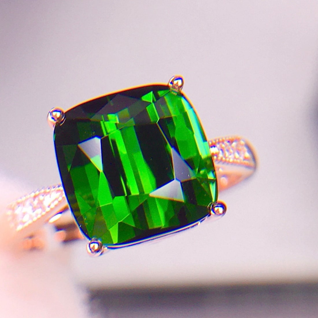 14k Gold 4.5 Ct Natural Tourmaline & Diamond Ring - 4
