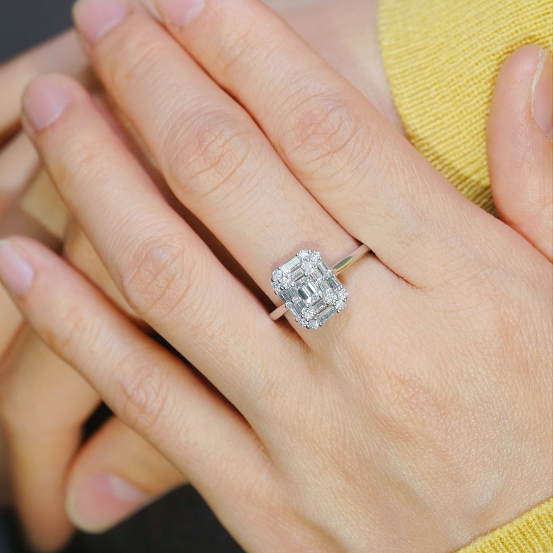 14k Gold 0.80 Ctw Natural H Diamond Ring - 4