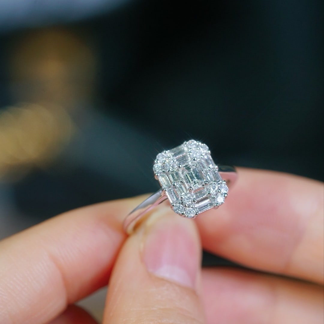 14k Gold 0.80 Ctw Natural H Diamond Ring - 8