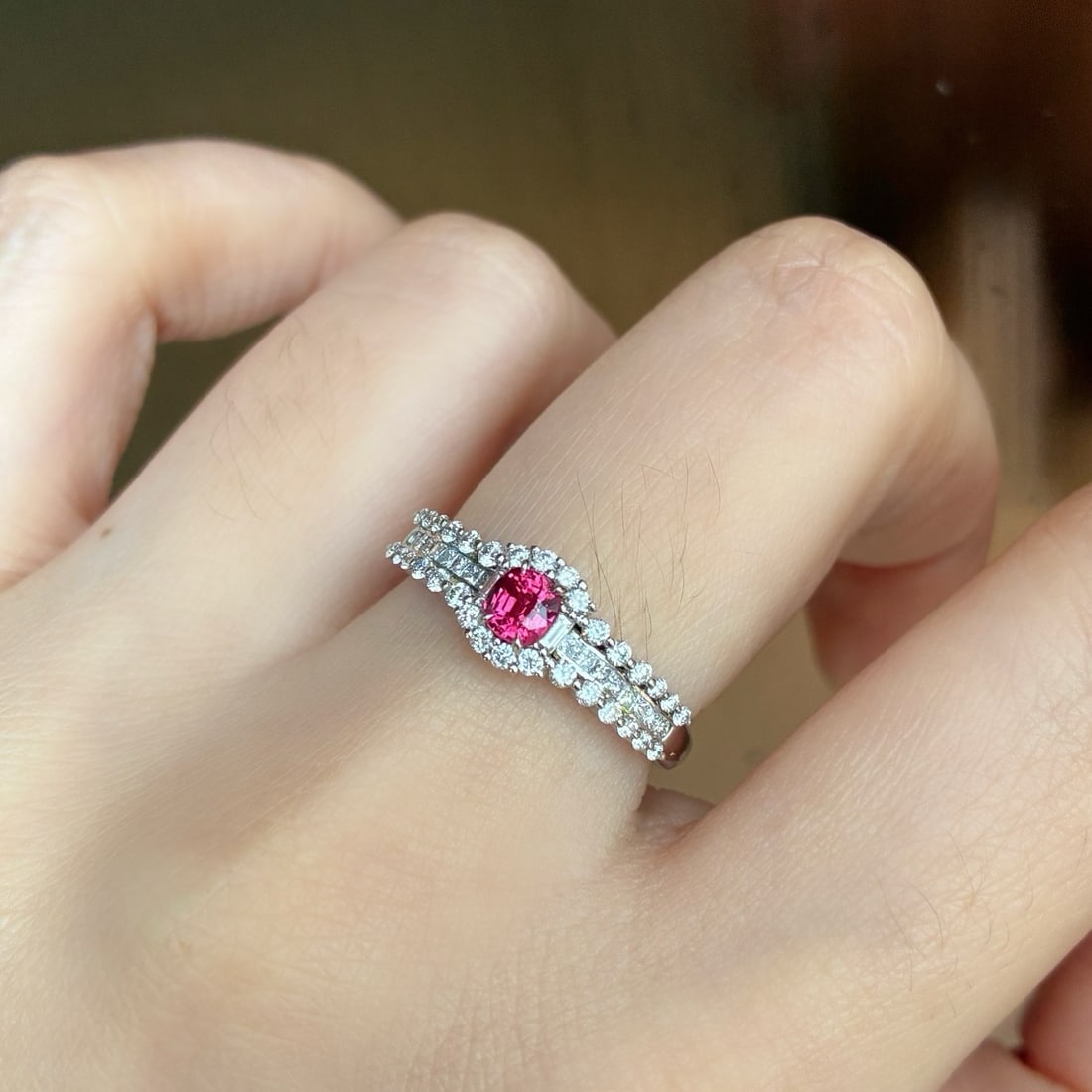 14k Gold 0.74 Ctw Natural Spinel & Diamond Ring - 2