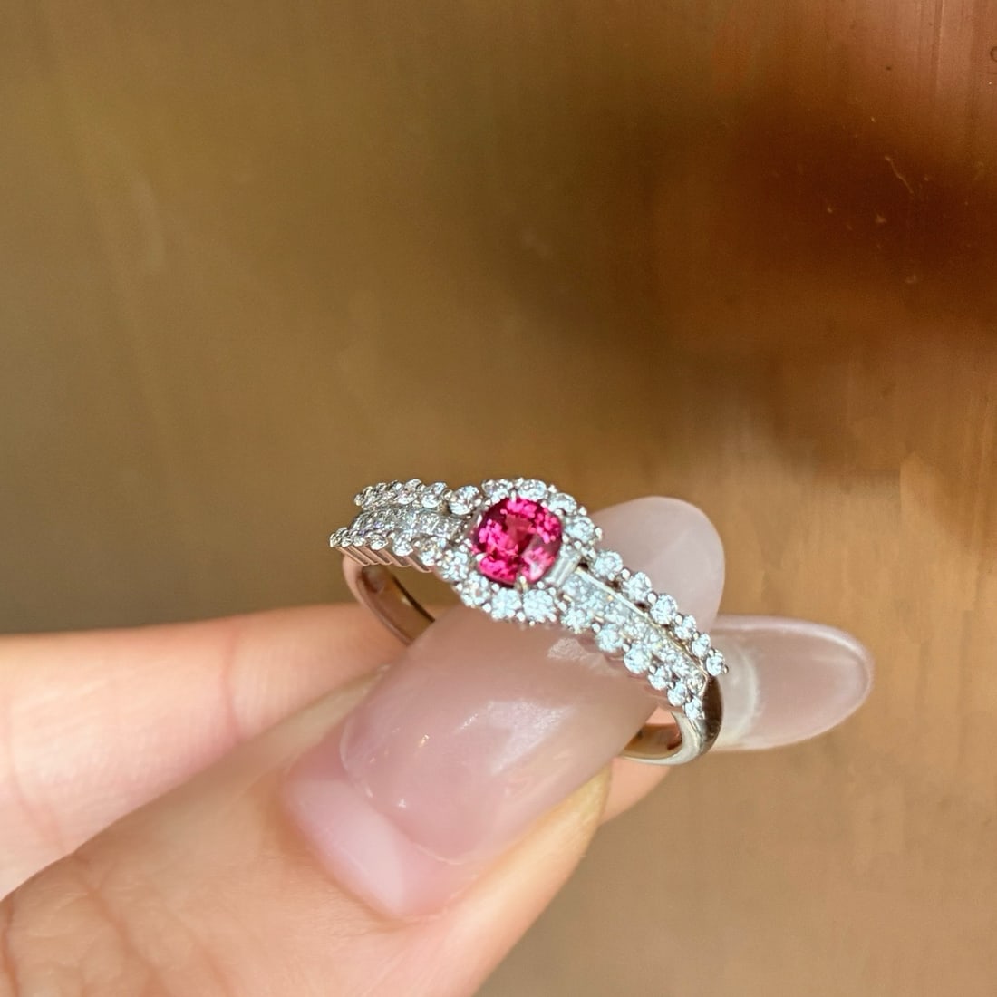 14k Gold 0.74 Ctw Natural Spinel & Diamond Ring - 3
