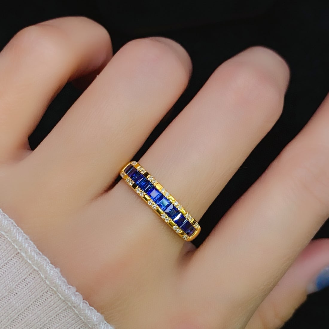 14k Gold 1 Ct Natural Sapphire & Diamond Ring - 2