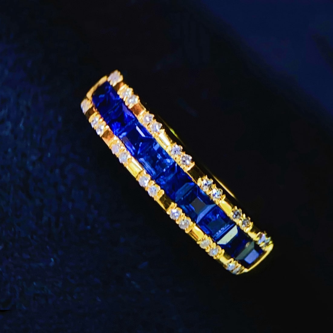 14k Gold 1 Ct Natural Sapphire & Diamond Ring - 5