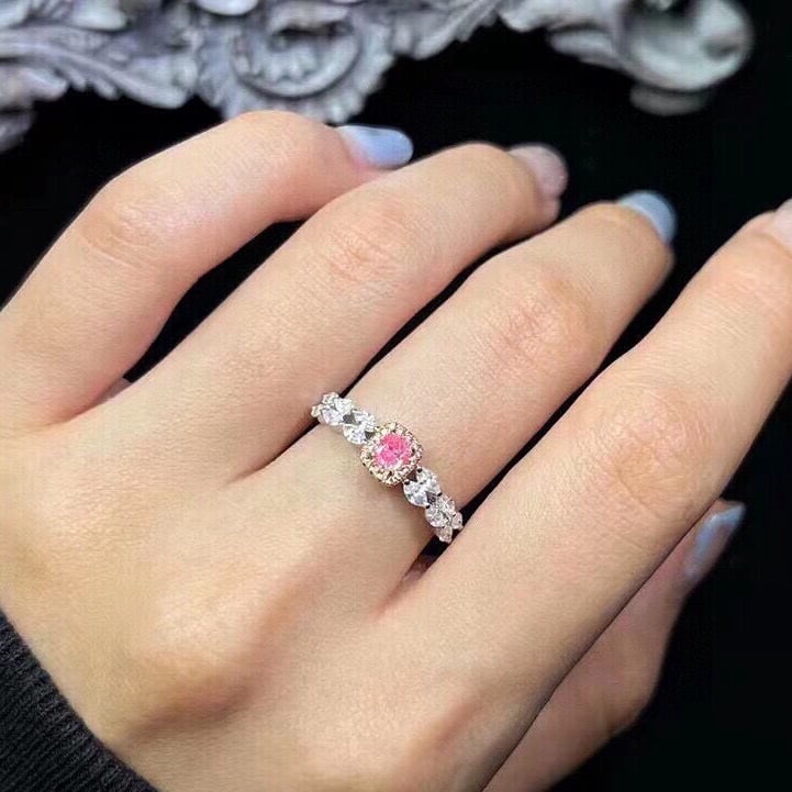 14k Gold 0.75 Ctw Natural Pink Diamond & Diamond Ring - 3