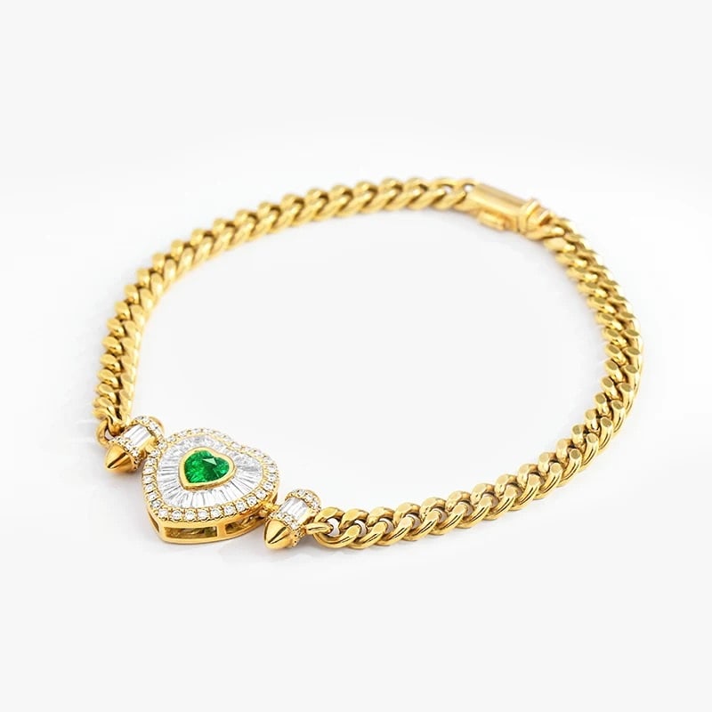 14k Gold 1.69 Ctw Natural Emerald & Diamond Bracelet (1 of 6)