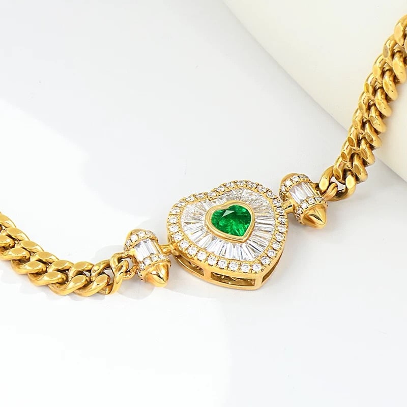 14k Gold 1.69 Ctw Natural Emerald & Diamond Bracelet - 5