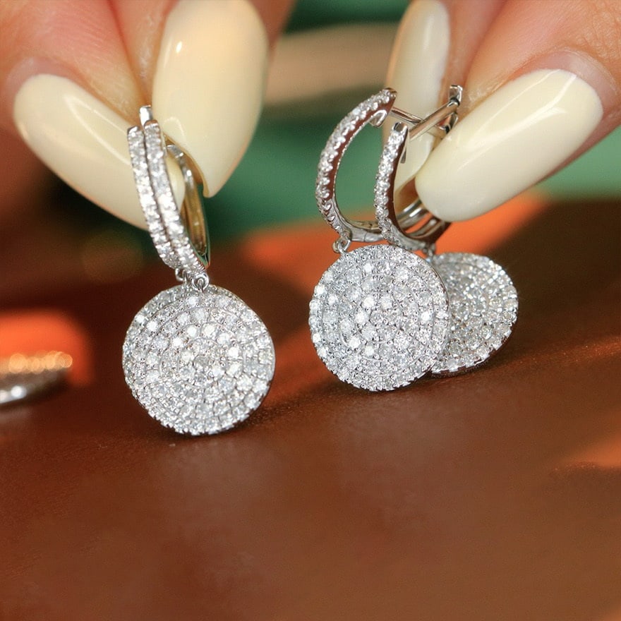 14k Gold 1 Ct Natural H Diamond Earrings - 3