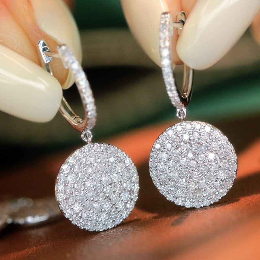 14k Gold 1 Ct Natural H Diamond Earrings - 6