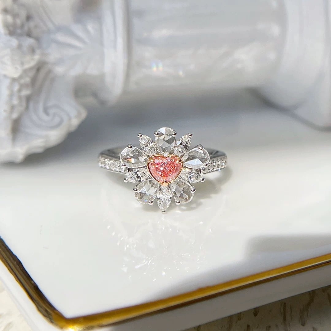 Gia Certified 14k Gold 1.09 Ctw Natural Pink Diamond & Diamond Ring - 2