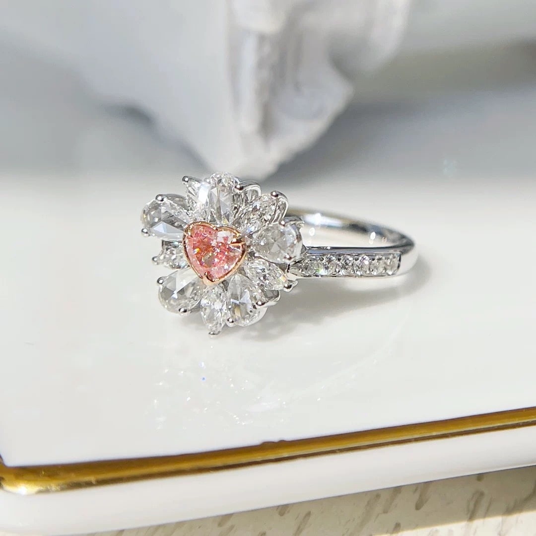 Gia Certified 14k Gold 1.09 Ctw Natural Pink Diamond & Diamond Ring - 3