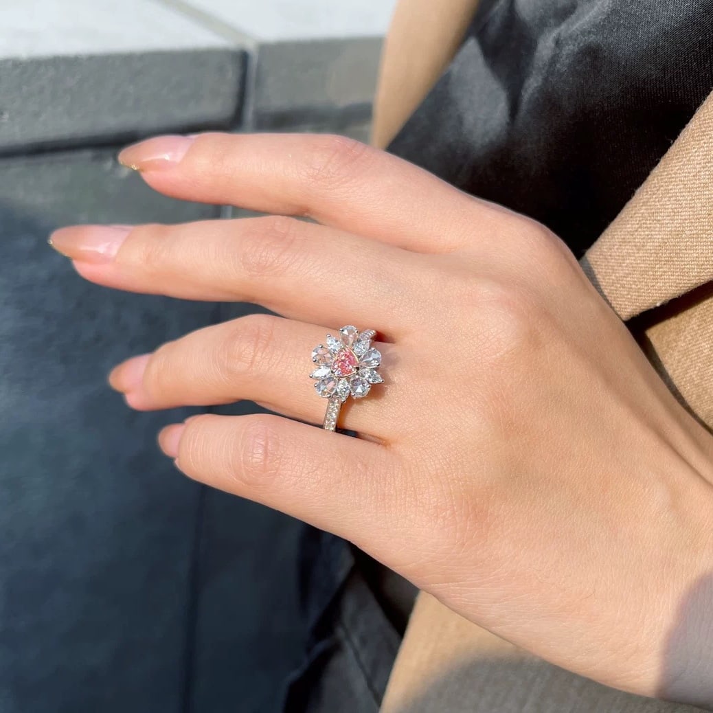 Gia Certified 14k Gold 1.09 Ctw Natural Pink Diamond & Diamond Ring - 4