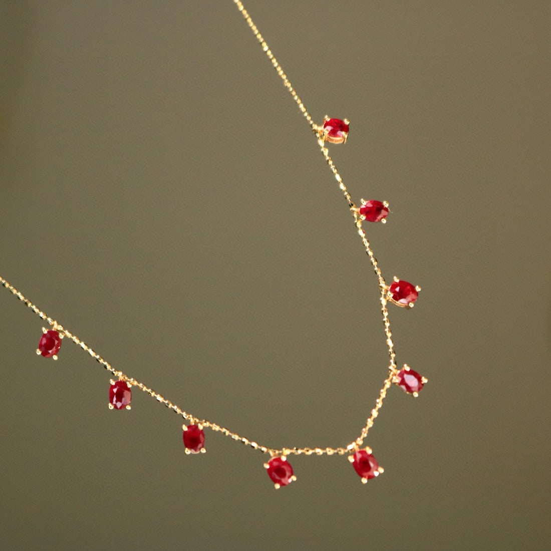 14k Gold 1.5 Ct Vivid Red Natural Ruby Necklace (1 of 10)