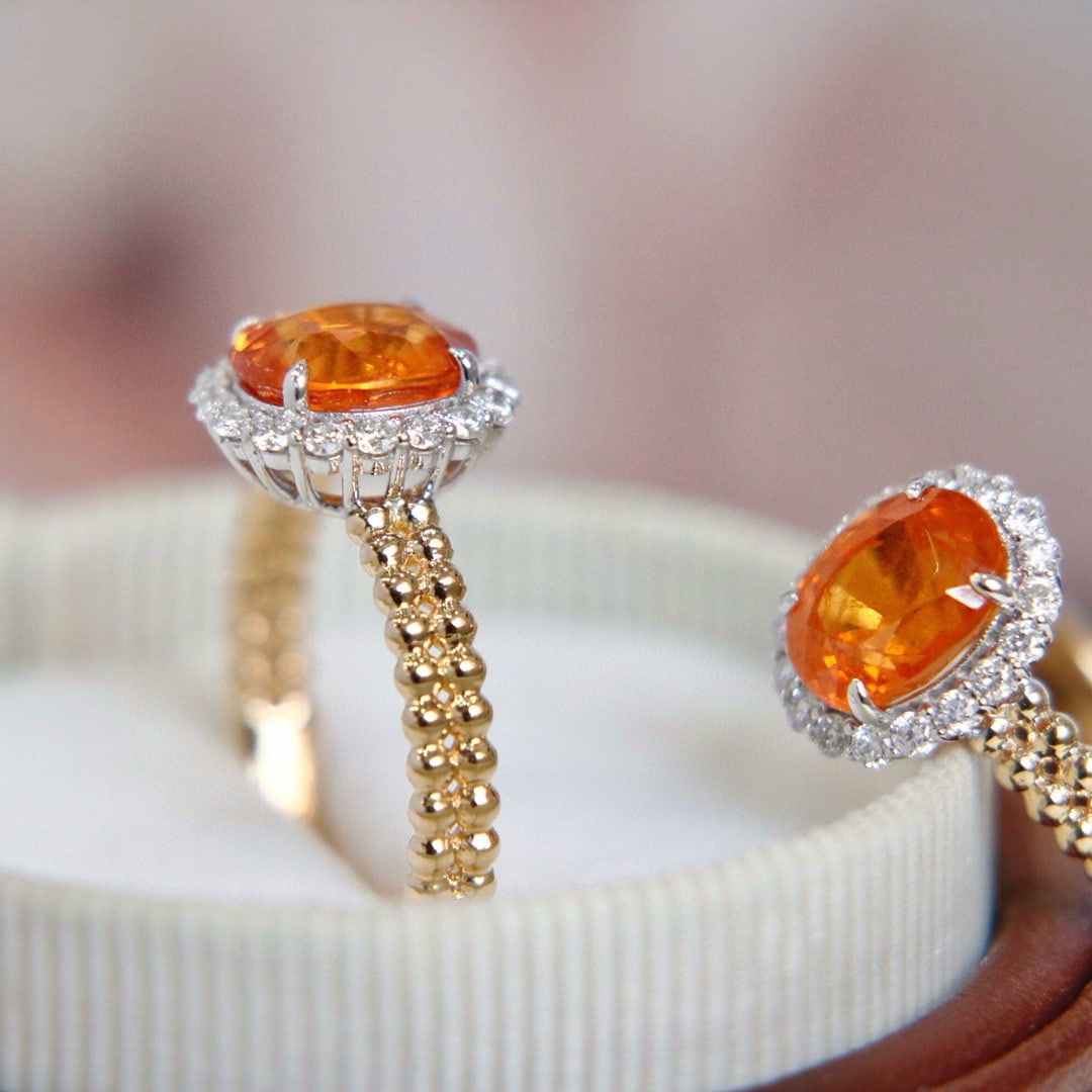 14k Gold 3.07 Ctw Natural Spessartine & Diamond Ring - 3