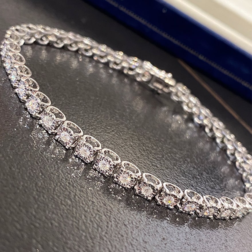 14k Gold 1.1 Ct Natural H Diamond Bracelet (1 of 10)