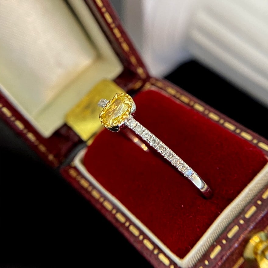 14k Gold 0.30 Ctw Natural Yellow Diamond & Diamond Ring - 2