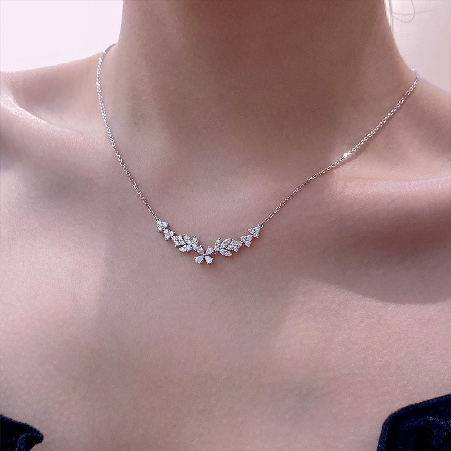 14k Gold 1 Ct Natural H Diamond Necklace - 3