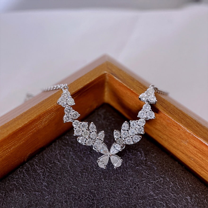 14k Gold 1 Ct Natural H Diamond Necklace - 6