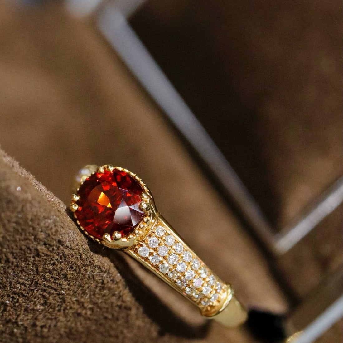 14k Gold 1.59 Ctw Natural Spessartine & Diamond Ring - 2