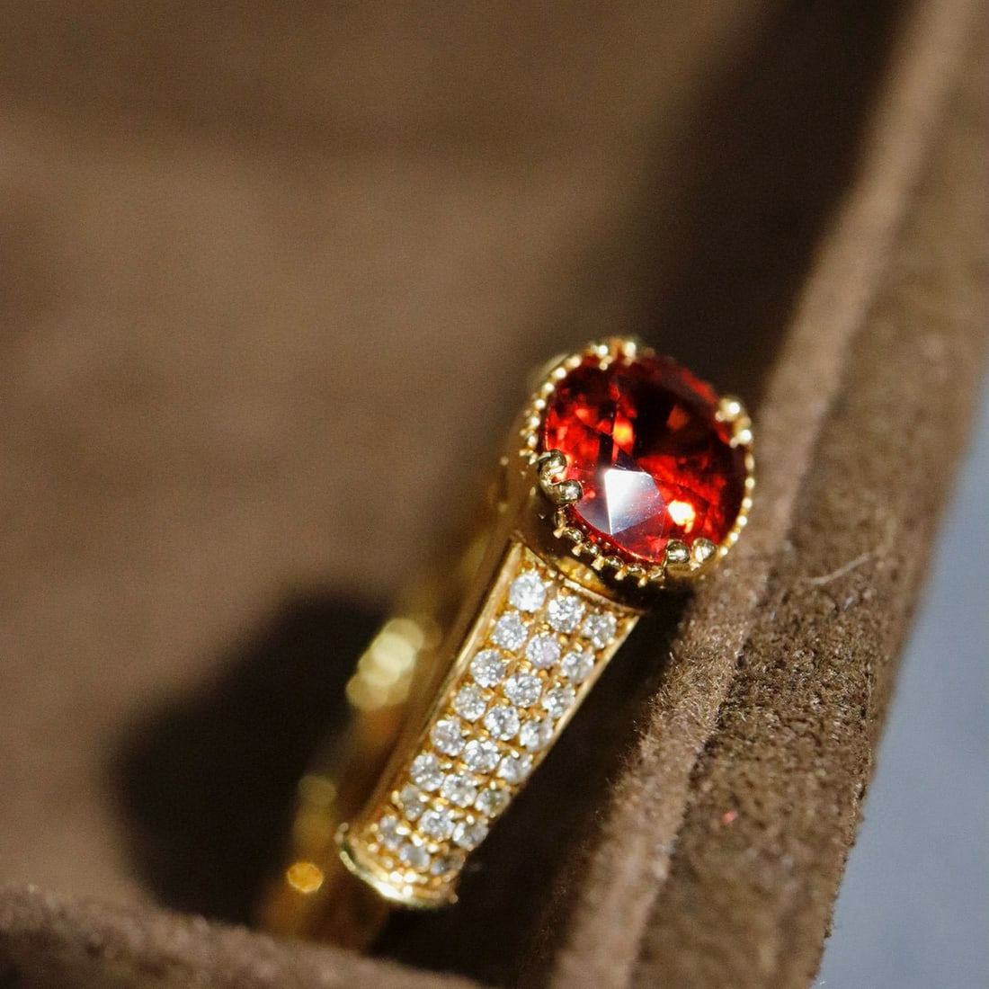 14k Gold 1.59 Ctw Natural Spessartine & Diamond Ring - 4