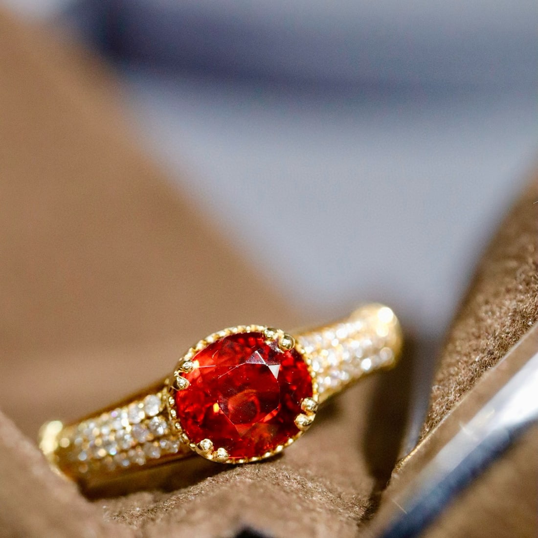 14k Gold 1.59 Ctw Natural Spessartine & Diamond Ring - 6