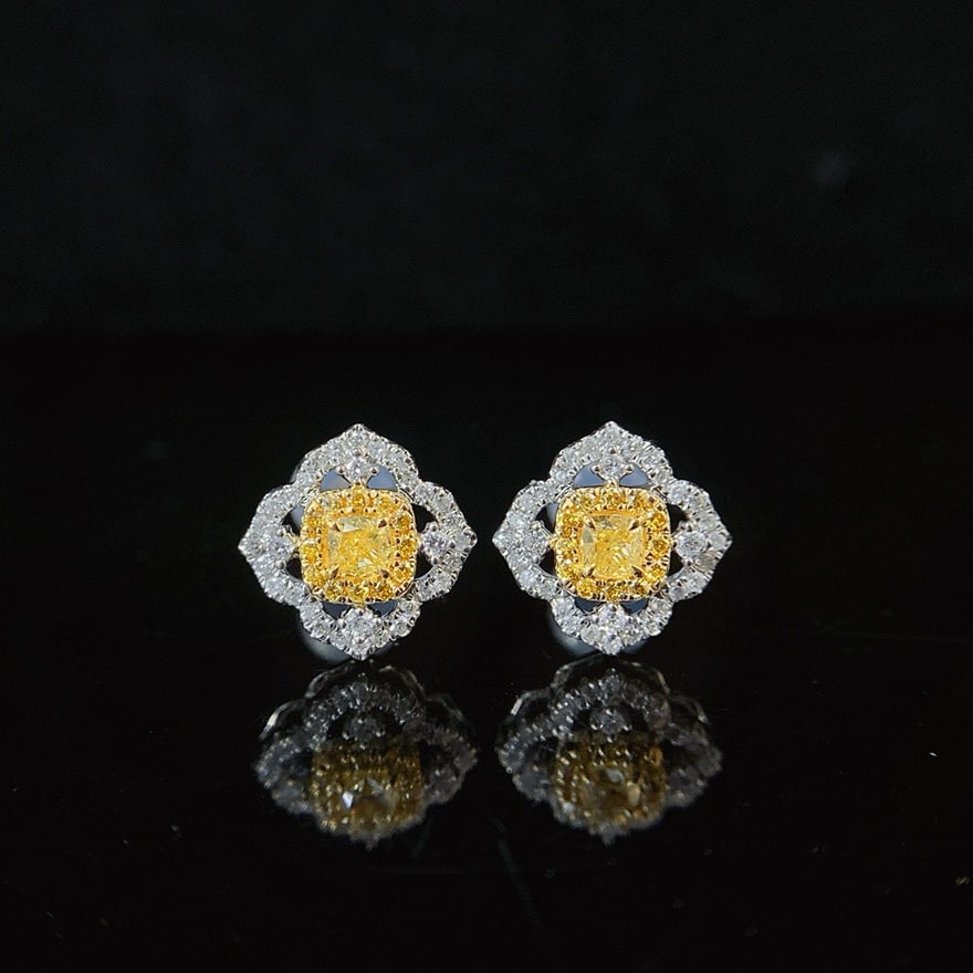 14k Gold 0.65 Ct Natural Color Diamond Earrings: Ref:230947171 // gold content:14k gold // main gemstone:diamond // shape:multiply // carat weight:0. 65ct // clarity grade:vs-si // color:color // treatment:natural // Condition: NewLow Estimate: