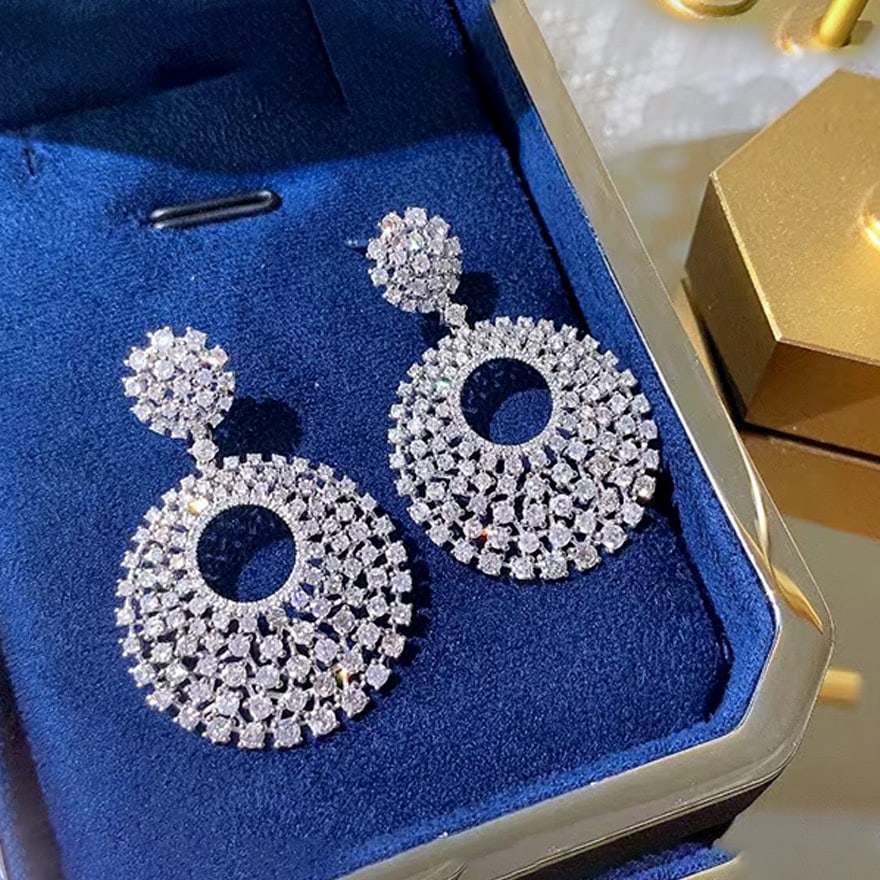 14k Gold 3.5 Ct Natural H Diamond Earrings (1 of 6)