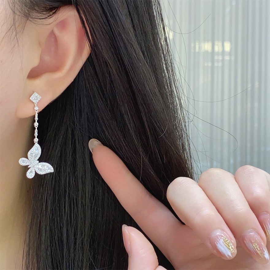 14k Gold 1 Ct Natural H Diamond & Butterfly Earrings - 5