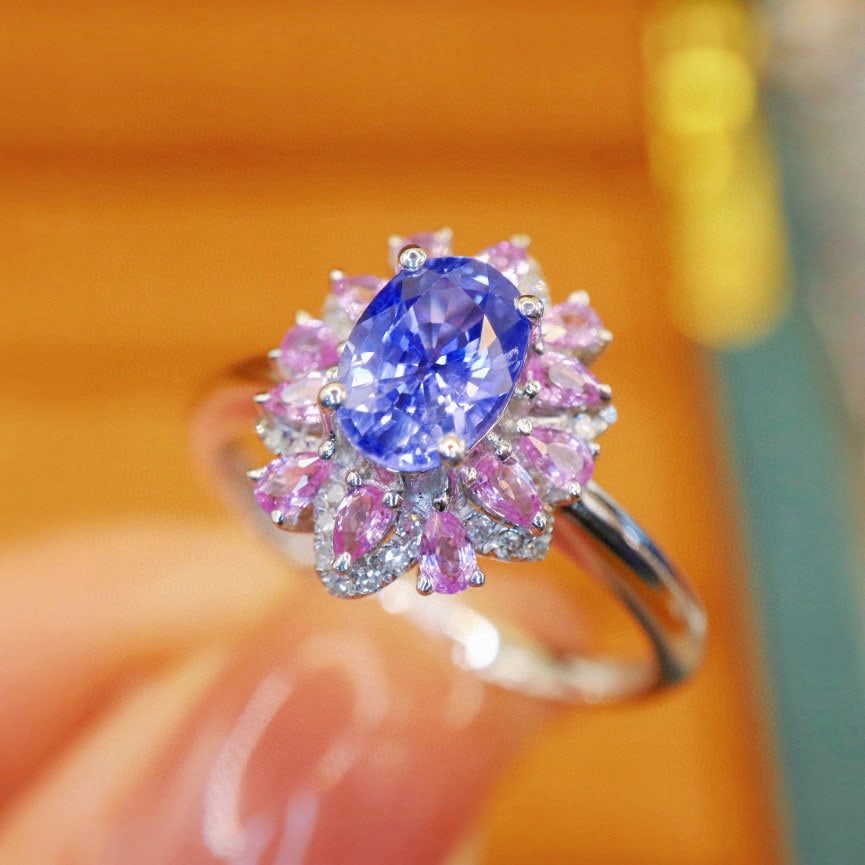 14k Gold 1.29 Ctw Natural Sapphire & Diamond Ring - 2