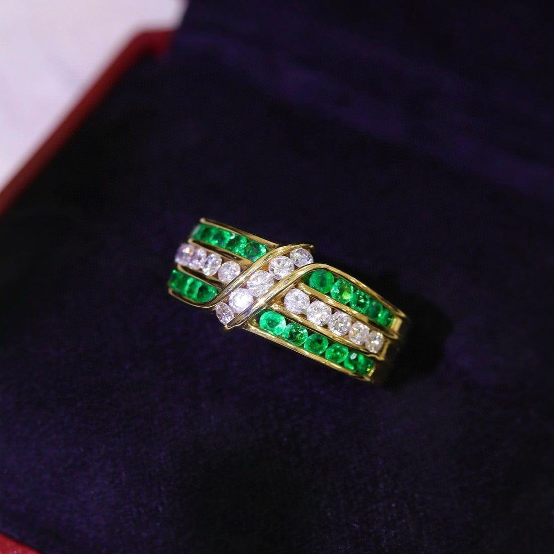 14k Gold 1.29 Ctw Vivid Green Natural Emerald & Diamond Ring - 3