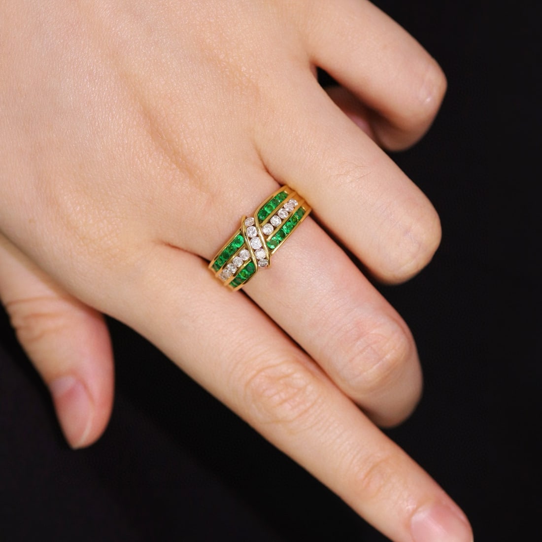 14k Gold 1.29 Ctw Vivid Green Natural Emerald & Diamond Ring - 4