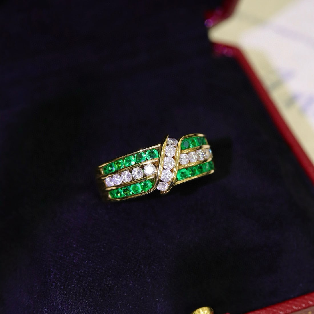 14k Gold 1.29 Ctw Vivid Green Natural Emerald & Diamond Ring - 7