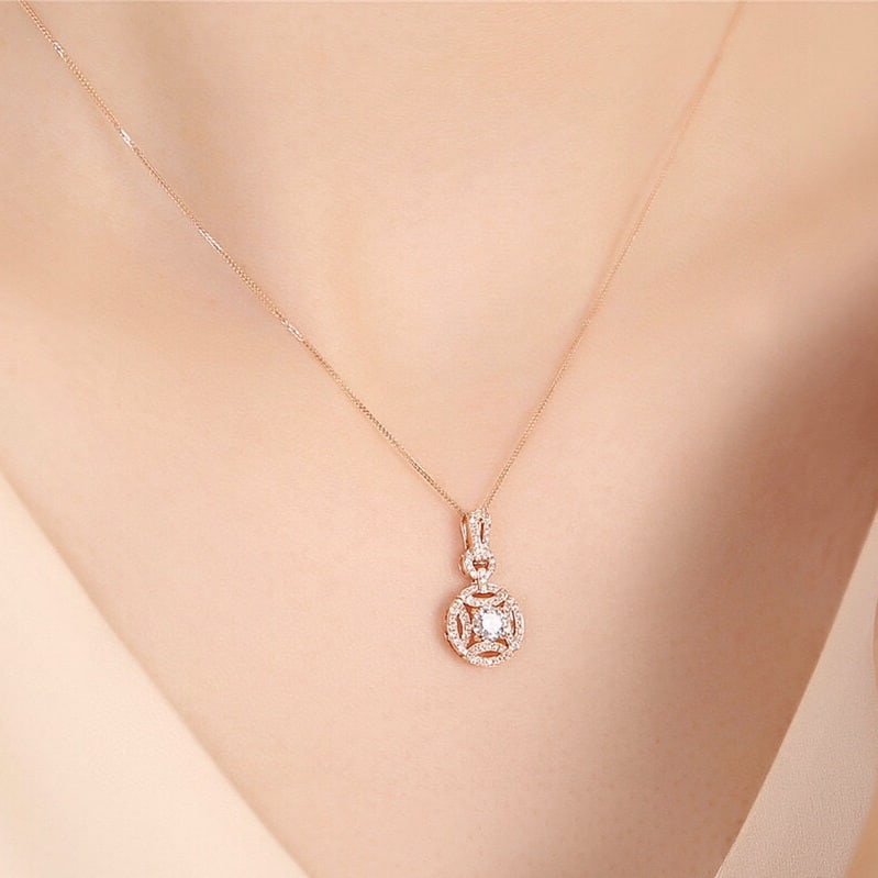 14k Gold 0.59 Ctw Natural H Diamond Necklace - 4